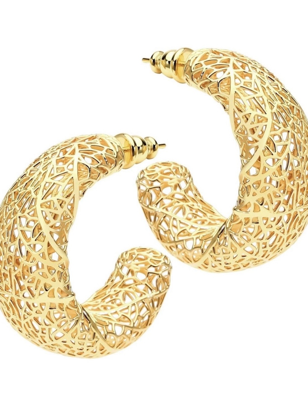 Gold Filigree Hoop Earrings - Elegant Women's Jewelry